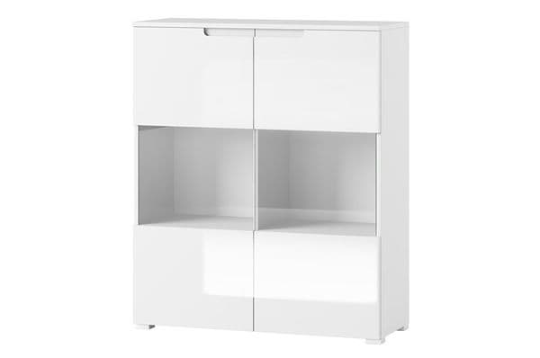 Cellini White Gloss 2 Glass Door Display Cabinet S27