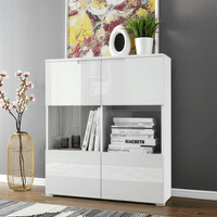 Cellini White Gloss 2 Glass Door Display Cabinet S27