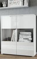 Cellini White Gloss 2 Glass Door Display Cabinet S27