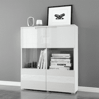 Cellini White Gloss 2 Glass Door Display Cabinet S27