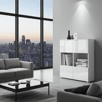 Cellini White Gloss 2 Glass Door Display Cabinet S27