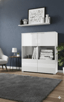 Cellini White Gloss 2 Glass Door Display Cabinet S27