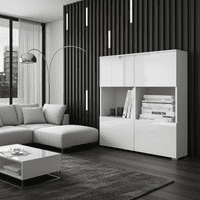 Cellini White Gloss 2 Glass Door Display Cabinet S27