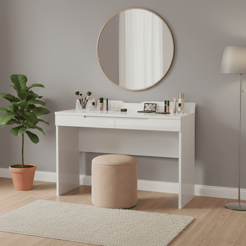 Cellini White Gloss Slim Dressing Table Desk With Drawers S31