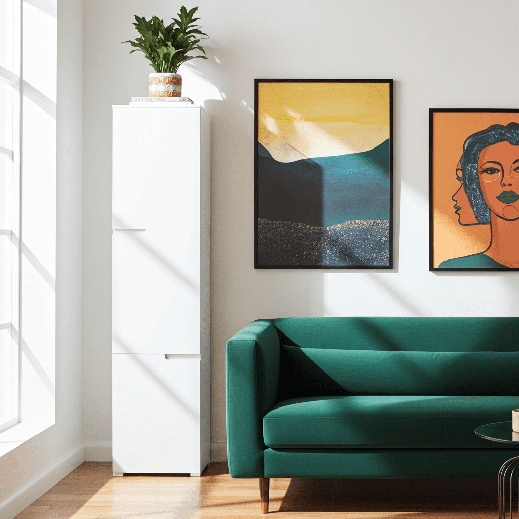 Cellini Tall White Bookcase With Doors - Online Outlet