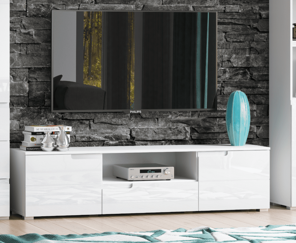 Cheap white deals gloss tv unit