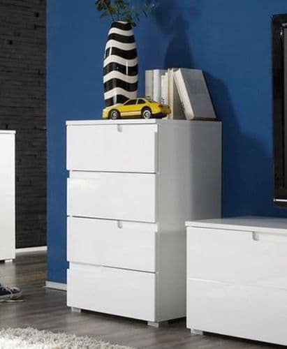Cellini White Gloss Wide Chest of Drawers S4