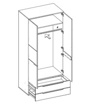Cellini White High Gloss 2 Door 2 Drawer 100cm Wardrobe S28
