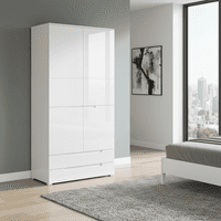 Cellini White High Gloss 2 Door 2 Drawer 100cm Wardrobe S28
