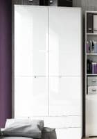 Cellini White High Gloss 2 Door 2 Drawer 100cm Wardrobe S28