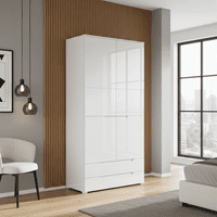 Cellini White High Gloss 2 Door 2 Drawer 100cm Wardrobe S28