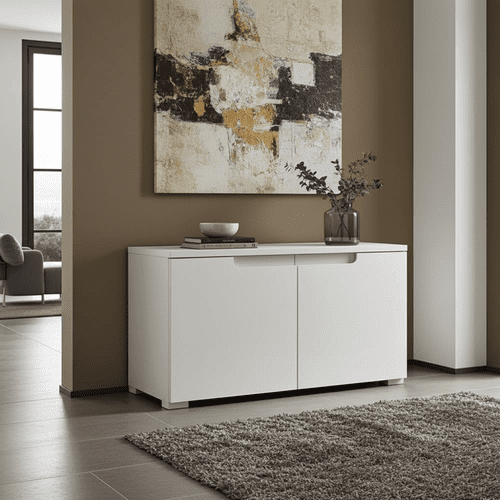 Cellini White High Gloss 2 Door Low Hallway Storage Cupboard  S18