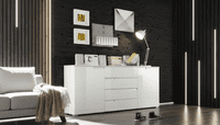 Cellini White Large Sideboard Unit with Drawers- Online Outlet