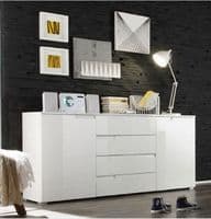 Cellini White Large Sideboard Unit with Drawers- Online Outlet