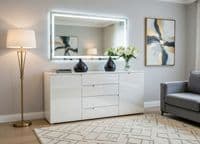Cellini White Large Sideboard Unit with Drawers- Online Outlet