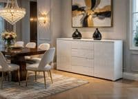 Cellini White Large Sideboard Unit with Drawers- Online Outlet