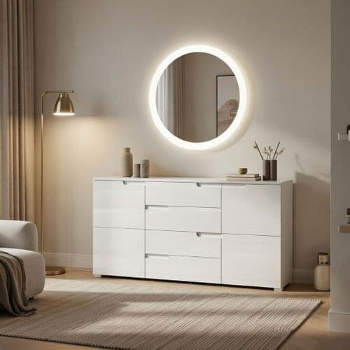 Cellini White High Gloss Large Wide Modern Sideboard Storage Unit S8