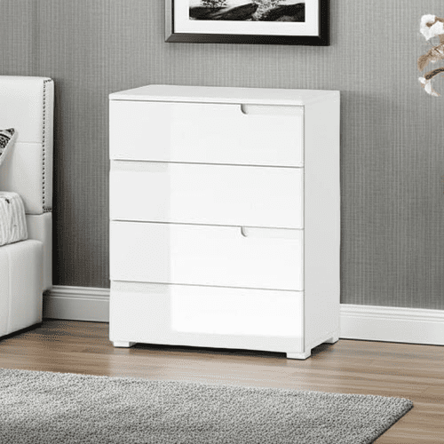 Cellini White High Gloss Narrow Chest of Drawers S2