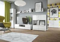 Cellini White Gloss Tall Narrow Display Unit S25
