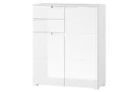 Cellini White High Gloss Tall 2 Drawer 2 Door Sideboard Storage Unit S7
