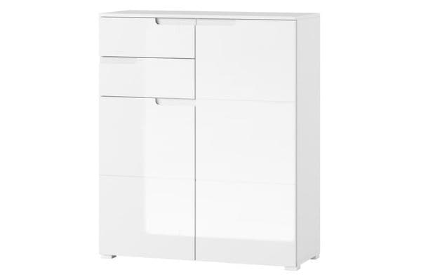 Cellini White High Gloss Tall 2 Drawer 2 Door Sideboard Storage Unit S7