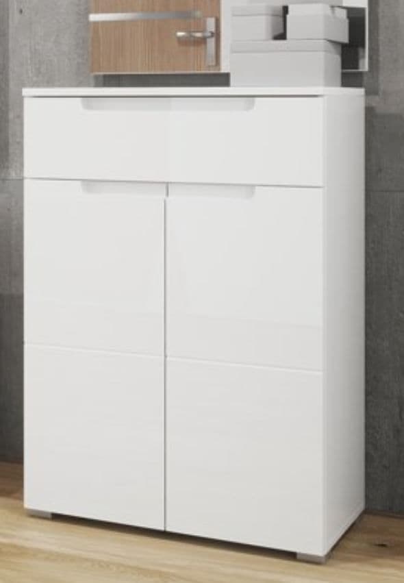 Cellini White High Gloss Tall Sideboard Storage Unit S19