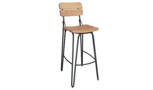 Cento Industrial Style Natural Elm Wood And Steel Bar Stool 218VD333