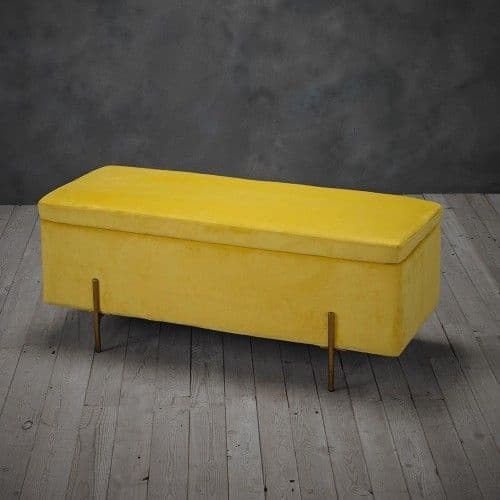 Chalon Mustard Velvet Storage Ottoman 22LD118