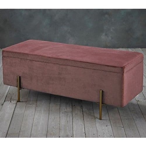 Chalon Pink Velvet Storage Ottoman 22LD119