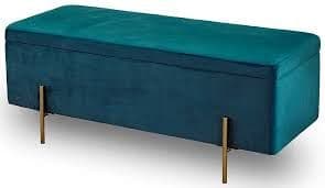 Chalon Teal Velvet Storage Ottoman 22LD120
