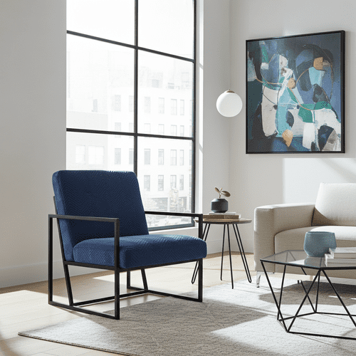 Chan Blue Fabric Industrial Lounge Chair - 25LD