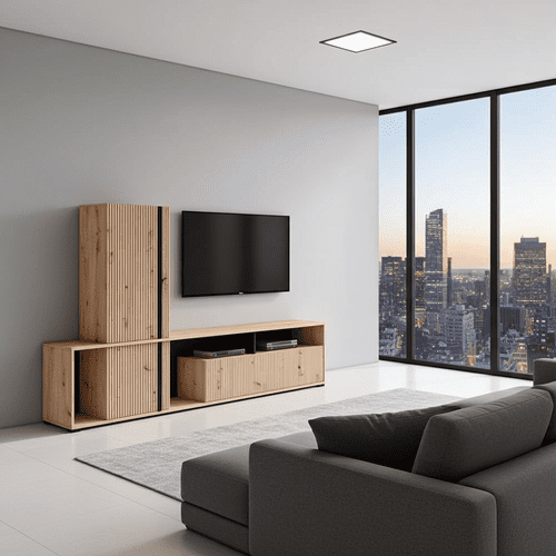 Chania Artisan Oak Effect Slatted TV Entertainment Unit - 11013496 RZ