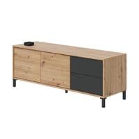 Chavez Nordic Oak Effect And Anthracite Grey 2 Door 2 Drawer TV Unit 0Z6622W S/O