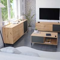 Chavez Nordic Oak Effect And Anthracite Grey 2 Door 3 Drawer Sideboard 0Z6623W/O