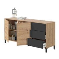 Chavez Nordic Oak Effect And Anthracite Grey 2 Door 3 Drawer Sideboard 0Z6623W/O