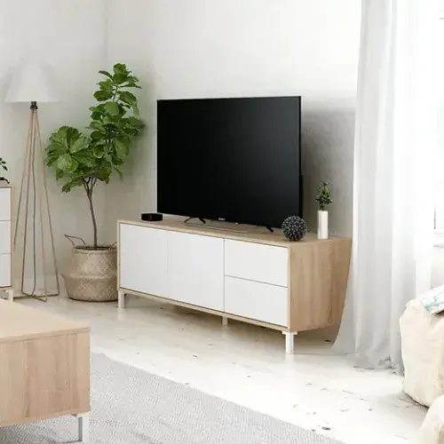 Chavez White And Oak Effect 2 Door 2 Drawer TV Unit 016622F S/O