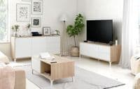 White And Oak Effect 2 Door Modern Sideboard - Online Outlet