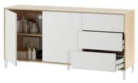 White And Oak Effect 2 Door Modern Sideboard - Online Outlet