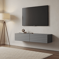 Clermont Graphite Grey Wall Mounted Floating Wide Large TV Entertainment Unit 11013549 RZ