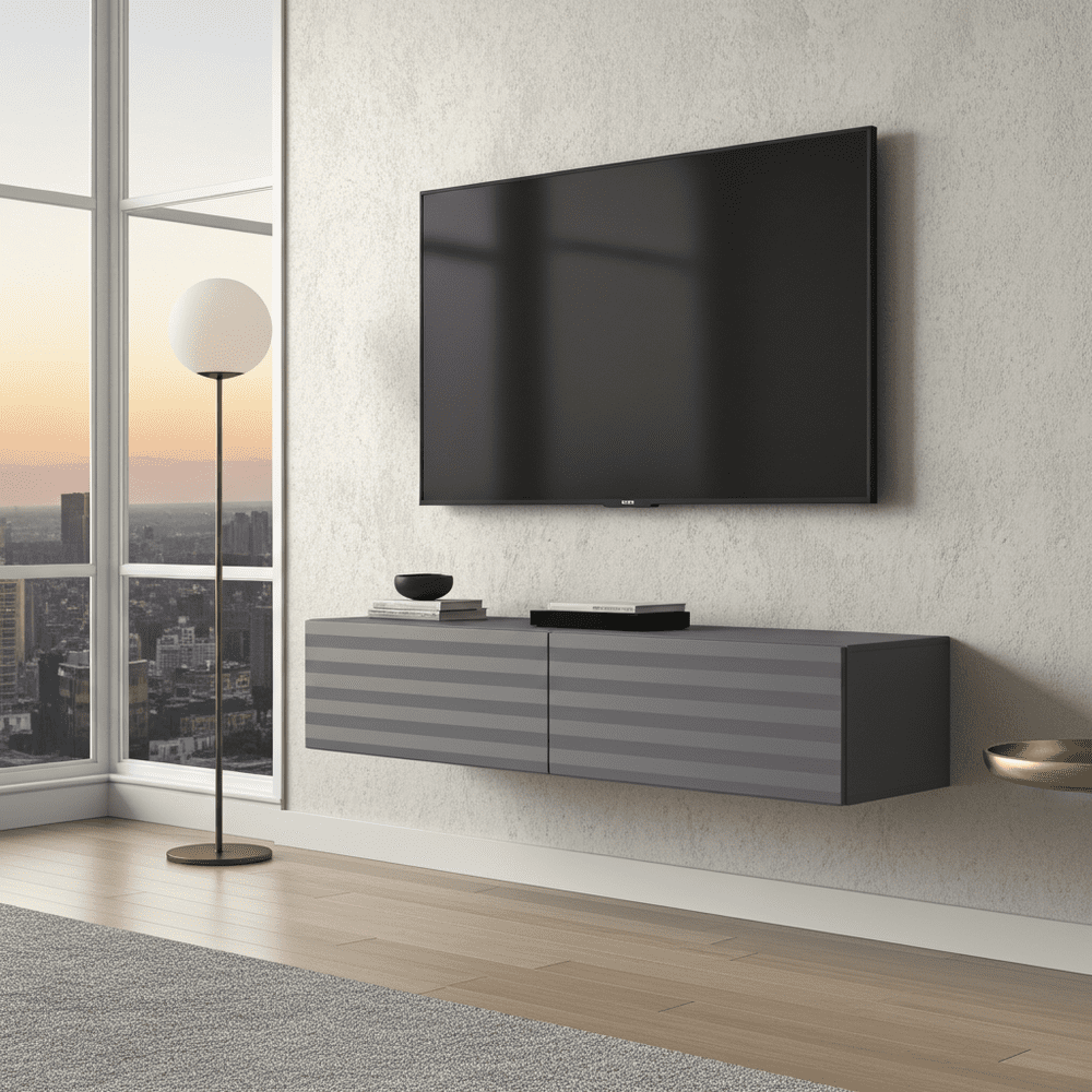 Mounted Entertainment Center TV Unit With Storage | Pandon Rustic TV