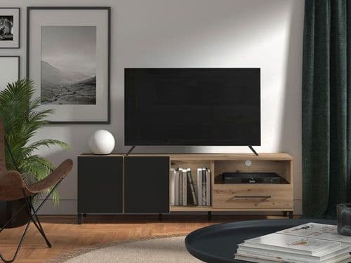 Coimbra Artisan Oak Effect And Black Wide TV Unit Cabinet 11011208 S/O