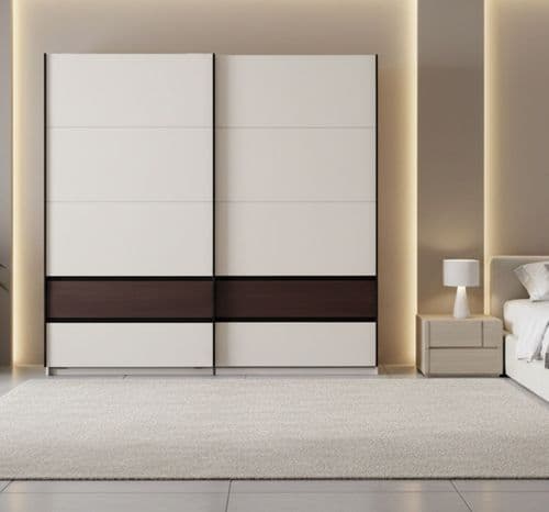 Colbury Luxury Cashmere and Walnut 2 Door Sliding Wardrobe 220cm - 11015314
