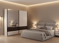 Colbury Luxury Cashmere and Walnut 2 Door Sliding Wardrobe with Mirror 220cm - 11015325