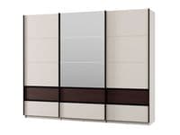 Colbury Luxury Cashmere and Walnut 3 Door Sliding Wardrobe with Mirror 270cm - 11015191
