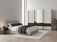 Colbury Luxury Cashmere and Walnut 3 Door Sliding Wardrobe with Mirror 270cm - 11015191