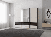 Colbury Luxury Cashmere and Walnut 3 Door Sliding Wardrobe with Mirror 270cm - 11015191