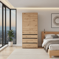 Corbett Artisan Oak Effect 2 Door 3 Drawer 93cm Wardrobe - 11014686 RZ