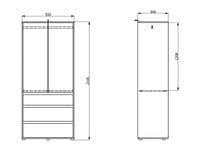 Corbett Artisan Oak Effect 2 Door 3 Drawer 93cm Wardrobe - 11014686 RZ