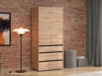 Corbett Artisan Oak Effect 2 Door 3 Drawer 93cm Wardrobe - 11014686 RZ