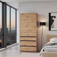 Corbett Artisan Oak Effect 2 Door 3 Drawer 93cm Wardrobe - 11014686 RZ